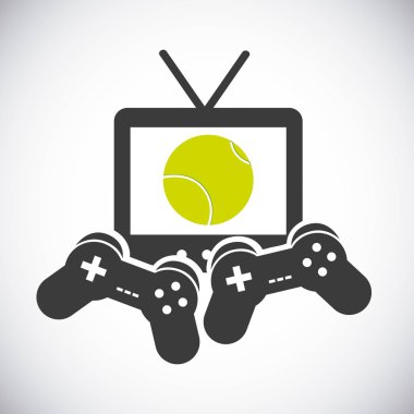 TV oyun kontrol top ve raket simgesi. Tenis tasarım. Vektör grafiği