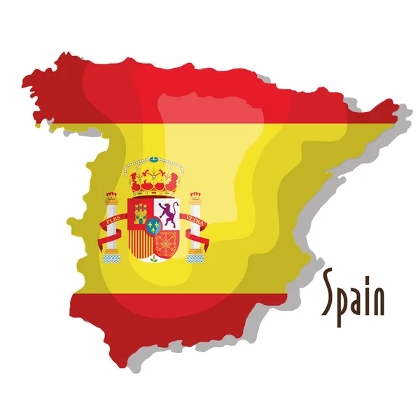 Mapa de España con diseño de icono de bandera aislada — Archivo Imágenes Vectoriales