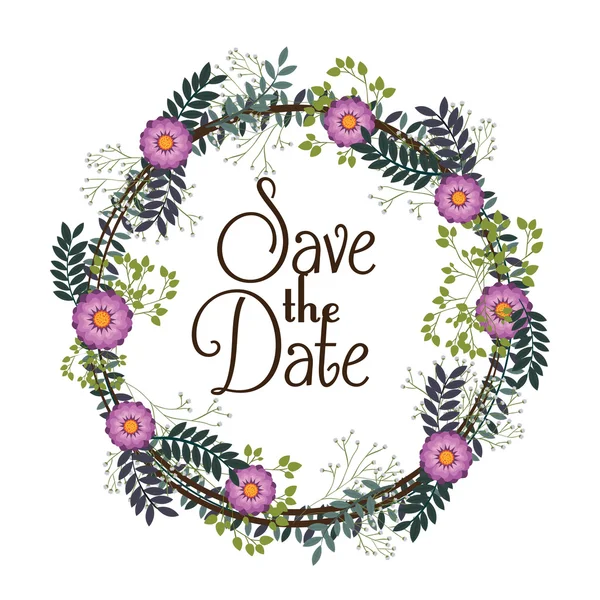 Floral wedding invitation isolated icon design — Stock Vector