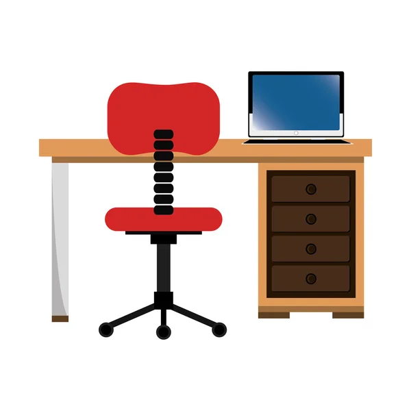 Büro Arbeitsplatz isoliertes Icon Design — Stockvektor