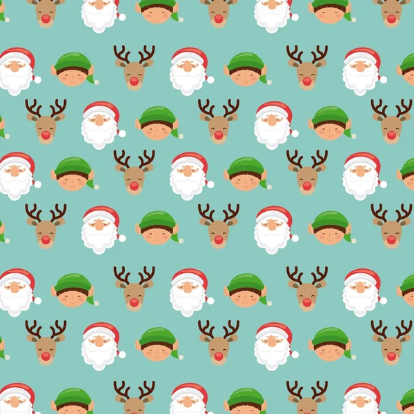 小精灵圣诞老人和驯鹿背景. — 图库矢量图片