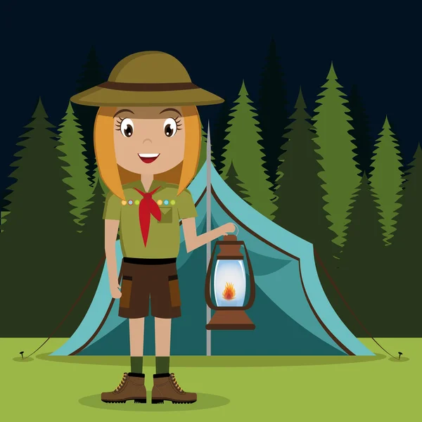 Scout-Charakter mit isoliertem Icon-Design — Stockvektor