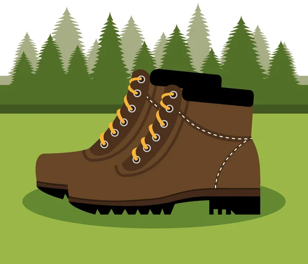 Camping boots shoes  isolated icon design — Stock Vector