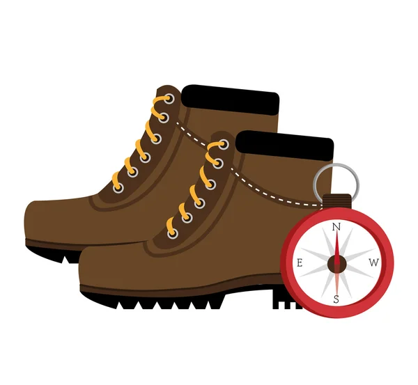 Chaussures de camping bottes avec icône isolée design — Image vectorielle