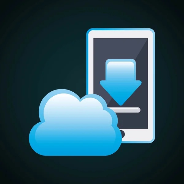 Smartphone y nube icono . — Vector de stock