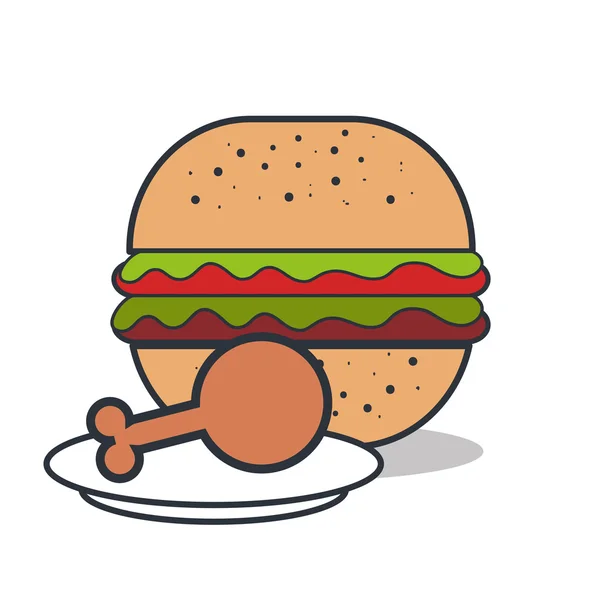 Köstliche Burger isolierte Ikone Design — Stockvektor