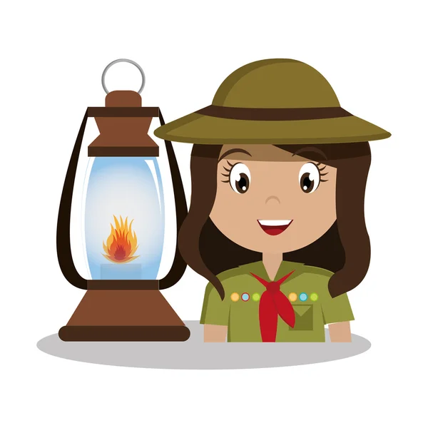 Personagem scout com design de ícone isolado lâmpada — Vetor de Stock