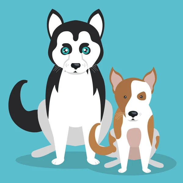 Couple chiens de race icône isolée design — Image vectorielle