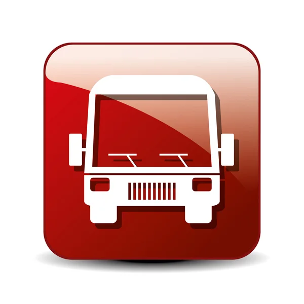 Buss ikon över fyrkantig knapp isolerade design — Stock vektor