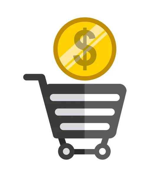 Bolsa de compras e icono de moneda. Gráfico vectorial — Vector de stock