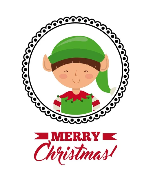 Ícone de desenho animado elfo. Feliz Natal design. gráfico vetorial —  Vetores de Stock