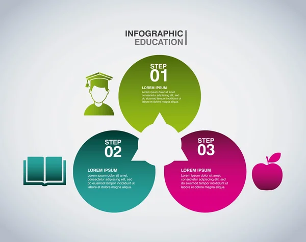 Estudiante de Apple e icono del libro. Diseño de educación infográfica. Vecto. — Archivo Imágenes Vectoriales