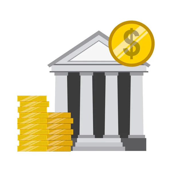 Ícone de moeda e banco. Design de dinheiro. Gráfico vetorial — Vetor de Stock
