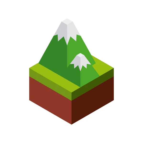 Icona di montagna. Design isometrico. Grafico vettoriale — Vettoriale Stock