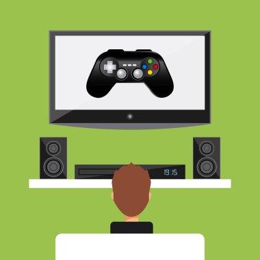 tv hoparlör çocuk ve kontrol simgesi. Vektör grafiği