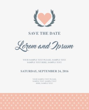 Kalp simgesi. Davet edin ve tarih tasarımını kaydedin. Vektör grafiği