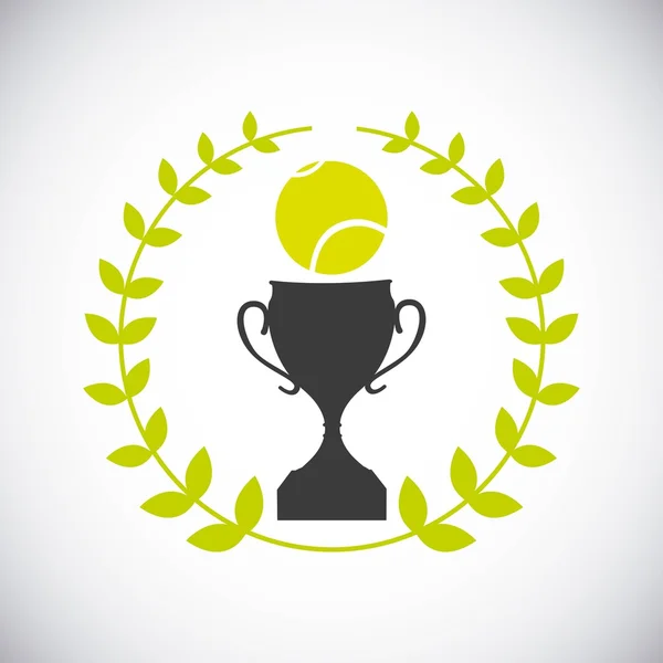 Bola y trofeo icono. Diseño de tenis. Gráfico vectorial — Vector de stock