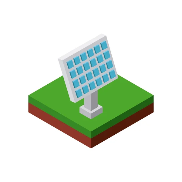 Icono del panel solar. Diseño isométrico. Gráfico vectorial — Vector de stock