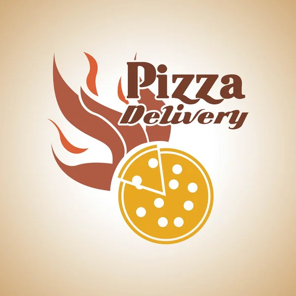 Pizza met vlam icoon. Fast Food Design. Vectorafbeelding — Stockvector