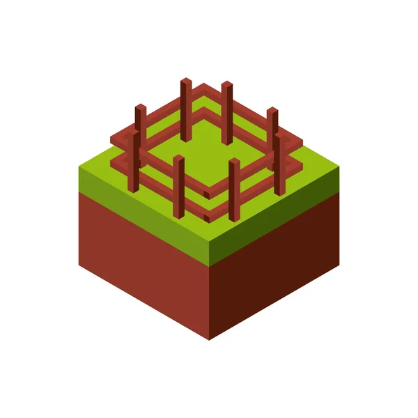Wood fence icon. Isometric design. Vector graphic — Wektor stockowy