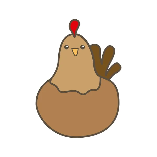 Icône de dessin animé poulet. Conception de ferme animale. Graphique vectoriel — Image vectorielle