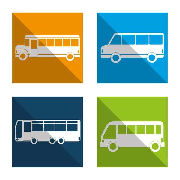 Symbole für Bustypen setzen — Stockvektor