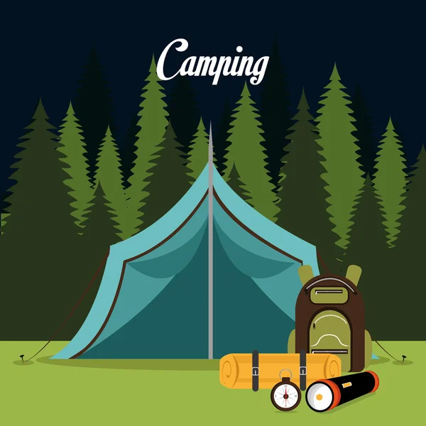 Zeltlager über Landschaft Hintergrund — Stockvektor