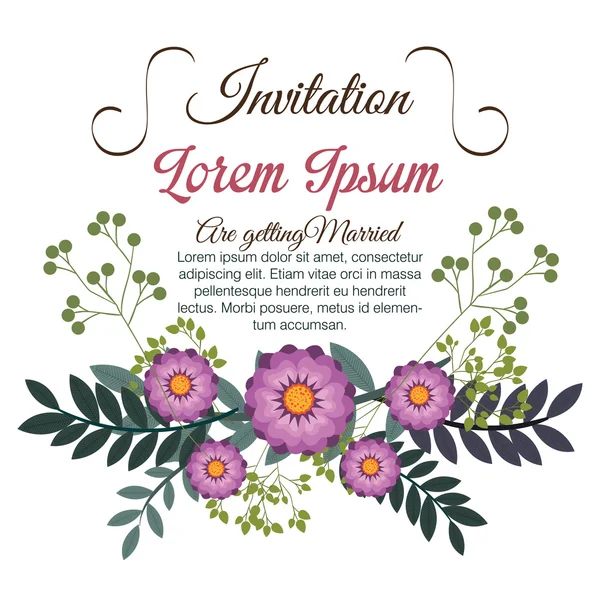 Invitation de mariage floral — Image vectorielle