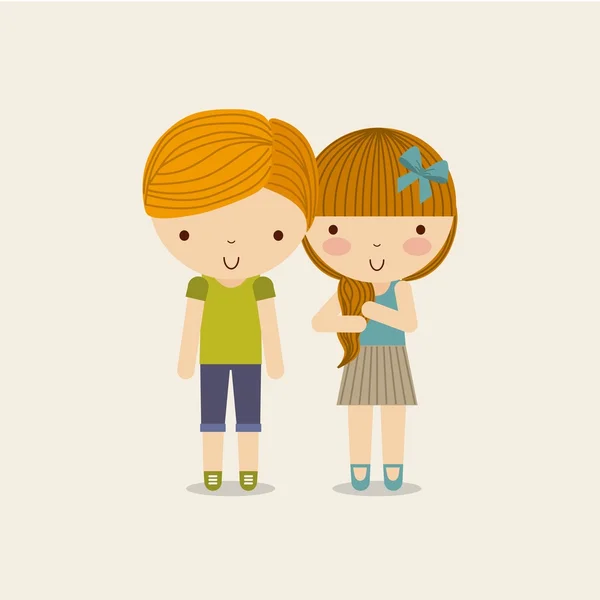 Couple of girl and boy icon. Kid and cute people design. Vector — Stock Vector