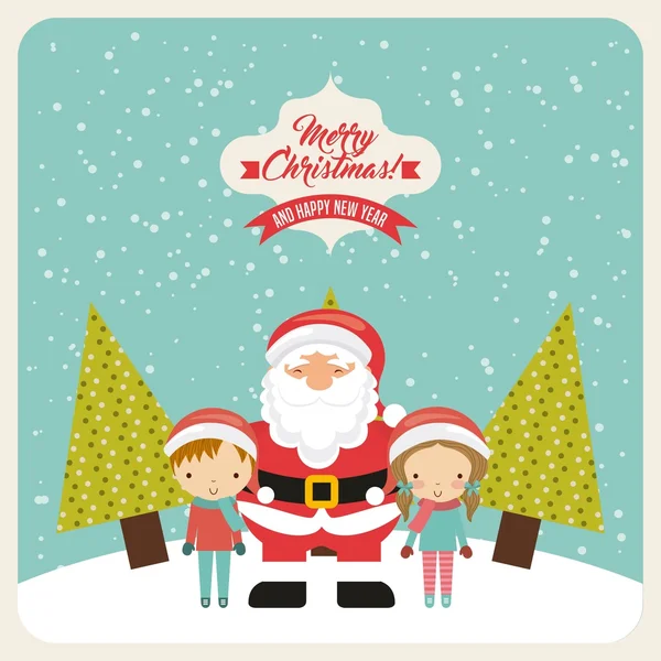 Santa and kids icon. — Stock Vector