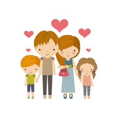 Ebeveynler ve çocuklar simgesi. Aile ve sevimli insanlar tasarım. Vector gra