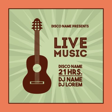 Gitar simgesi. Retro ve müzik tasarımı. Vektör grafiği