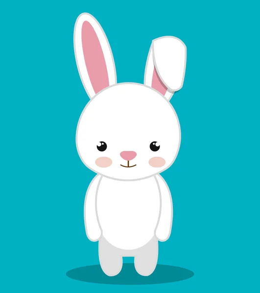 Lindo conejo animal granja aislado icono de diseño — Vector de stock