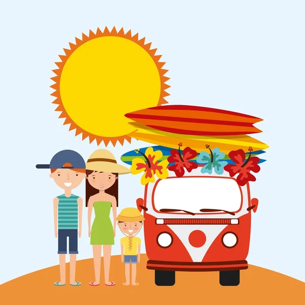 家庭阳光卡车冲浪板图标。夏季和假期设计。维 — 图库矢量图片