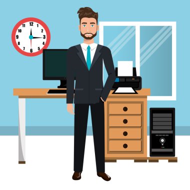 işadamı çalışma alanında simgesi tasarım izole