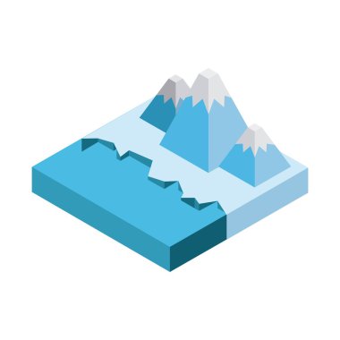 Buzdağı dağ simgesi. İzometrik tasarım. Vektör grafiği