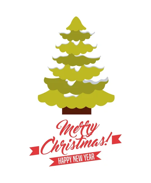 Pine tree en sneeuw pictogram. Merry Christmas ontwerp. Vectorafbeelding — Stockvector