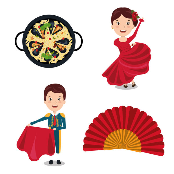 Spanish culture icons isolated icon design