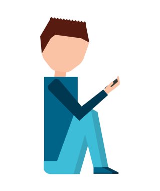 adam erkek genç Smartphone simgesini kullanarak