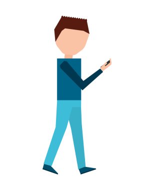 adam erkek genç Smartphone simgesini kullanarak