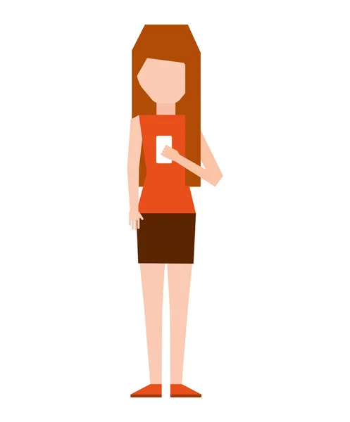 Woman female young using smartphone icon — Stock Vector