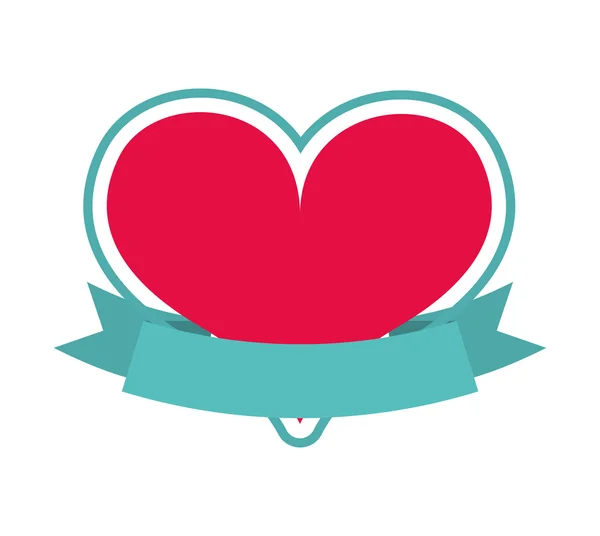Coeur rouge icône isolée design — Image vectorielle