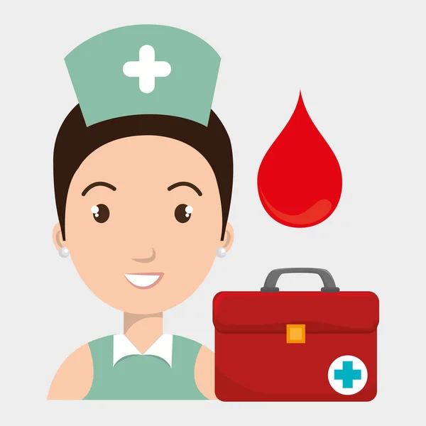 Sjuksköterska medicinska resväska kvinna — Stock vektor