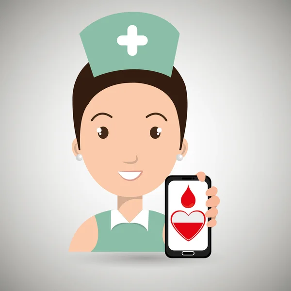 Sjuksköterska crooss smartphone grafik — Stock vektor