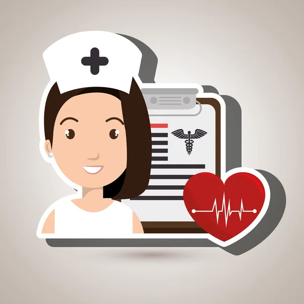 Sjuksköterska Urklipp hjärtmedicin — Stock vektor