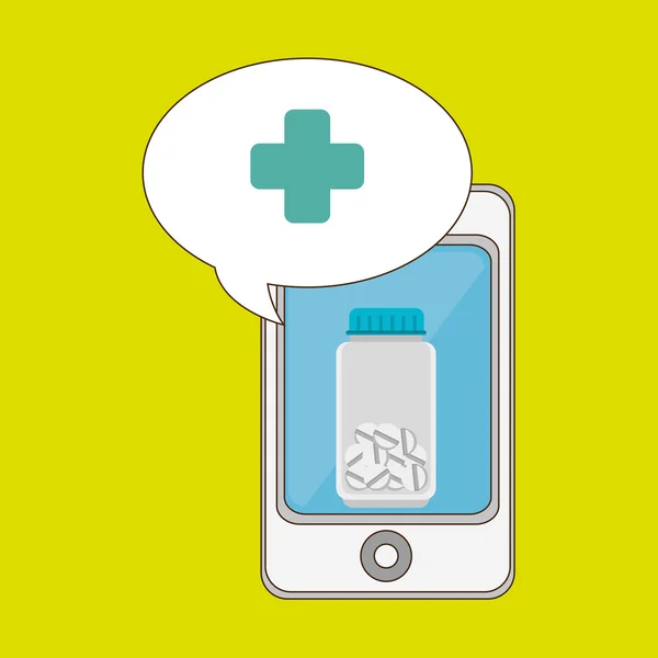 Smartphone cross medische dienst — Stockvector