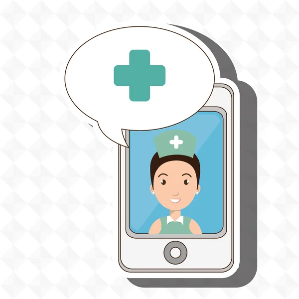 Verpleegkundige crooss smartphone afbeelding — Stockvector
