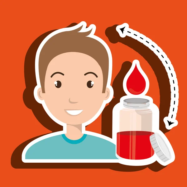 Homme donneur de sang rouge — Image vectorielle
