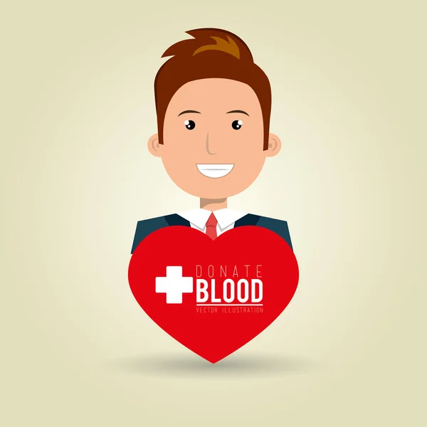 Donante de sangre hombre rojo — Vector de stock