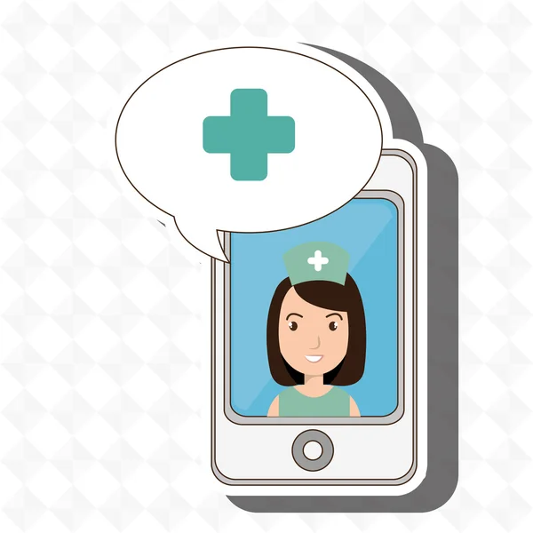 Enfermeira crooss smartphone gráfico — Vetor de Stock